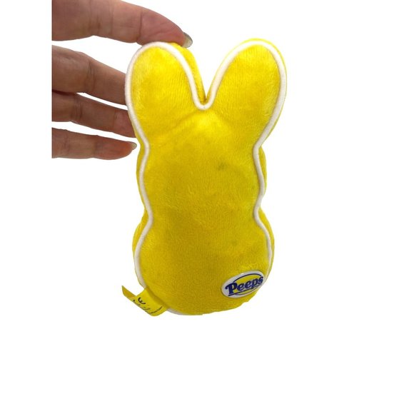 Peeps Beanbag Bunny Plush Toy Rabbi 6” x 3” Yellow 2006 White Piping Outline - Picture 5 of 9